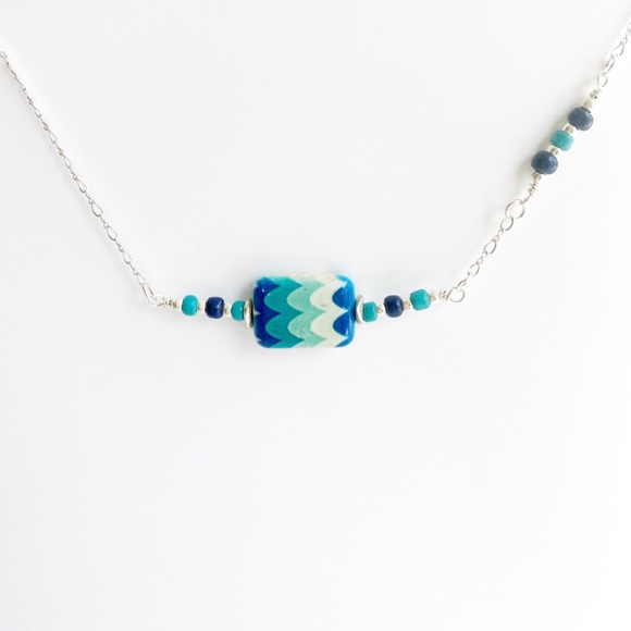 Ocean Waves Natural Stone Pendant - Picture 2 of 7